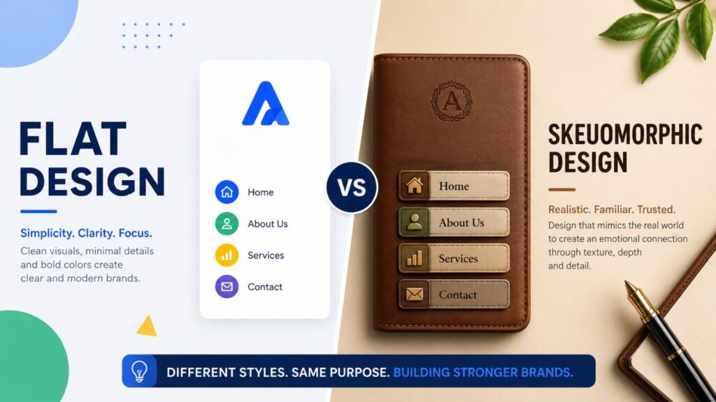 Flat Design vs Skeuomorphic Design in Modern Branding